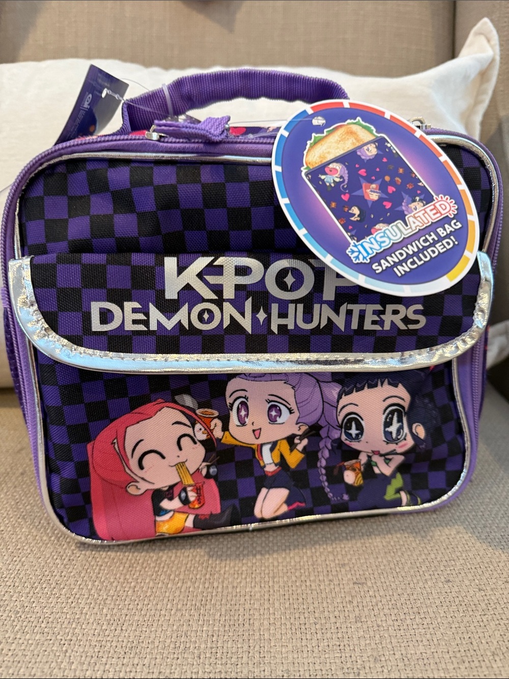 NWT Purple K Pop Demon Hunters Kids Lunch Box with Snack Pouch - Picture 6 of 10